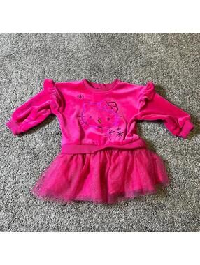 Hello Kitty Baby Girl Pink Velour Tulle Dress size 12M